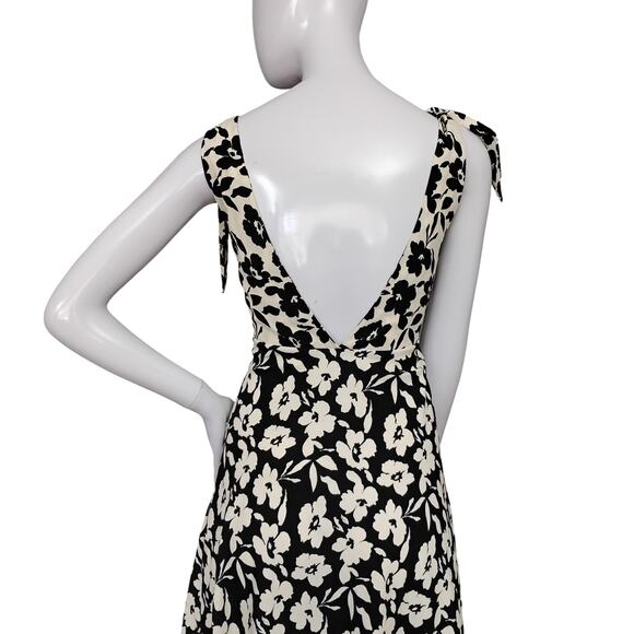 VRG Girl Dress Size 10 Black and beige Floral Print Tie at The Shoulders V Neck - Picture 5 of 12